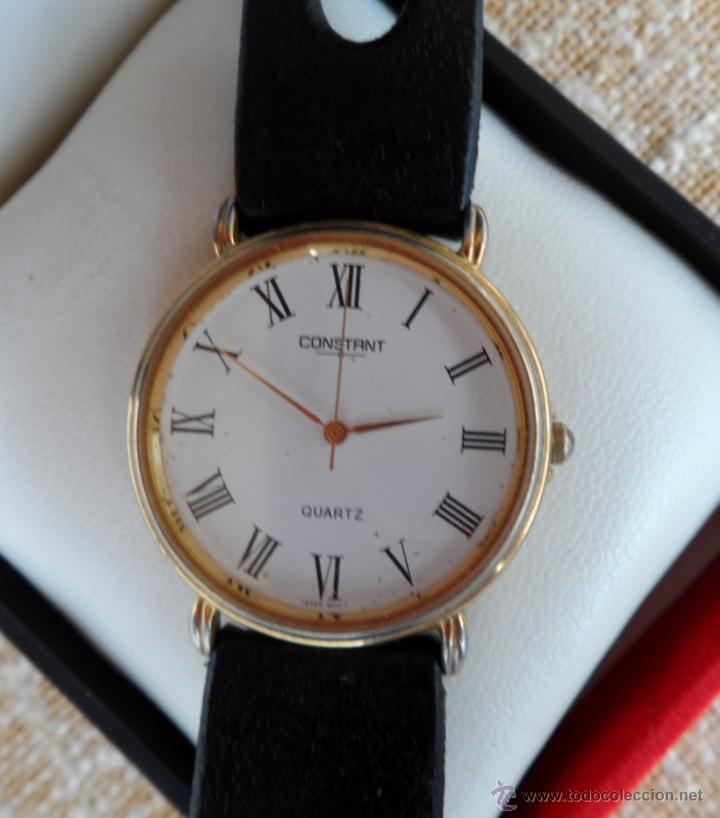 Recambios de relojes: Constant Quartz Reloj de mujer, Correa de piel color negro, Bater&iacute;a nueva, Japan Movement