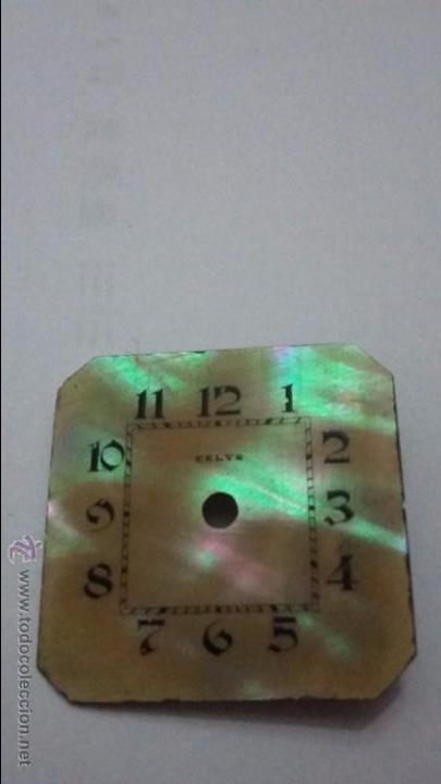 Recambios de relojes: ESFERA DE RELOJ CELYS MET&Aacute;LICA Y NACARADA CON DOS PATAS