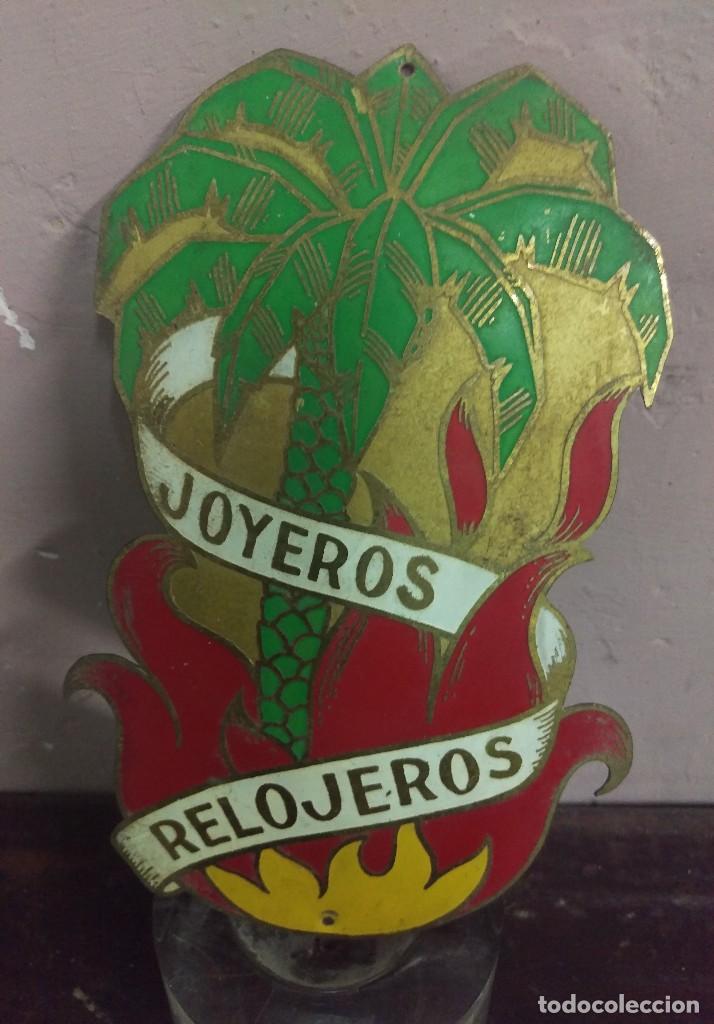 Recambios de relojes: ANTIGUA CHAPA ESMALTADA PUBLICITARIA: JOYEROS RELOJEROS . MUY ESCASA