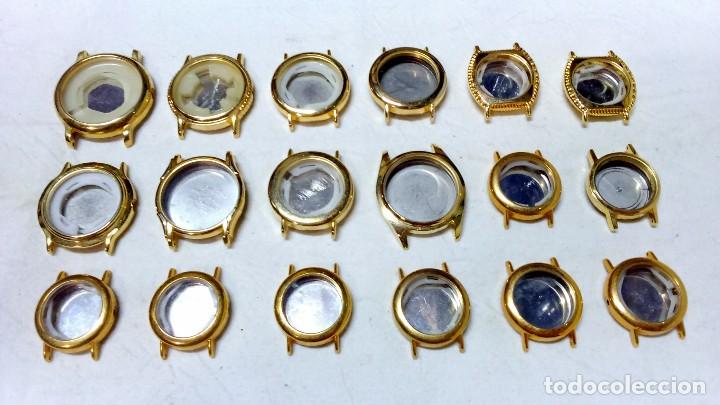 Recambios de relojes: LOTE 18 CARCASAS NUEVAS RELOJ QUARTZ. VARIOS DIAMETROS. VER. Lote 117605147