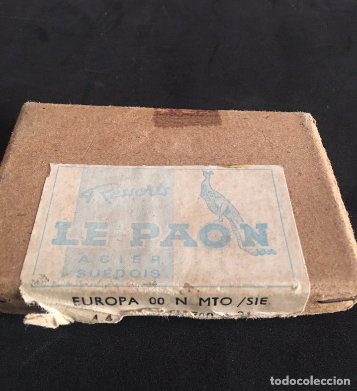 Pi&egrave;ces de rechange de montres et horloges: Antigua caja de muelles para reloj le paon ressorts acier suedois nuevos a estrenar