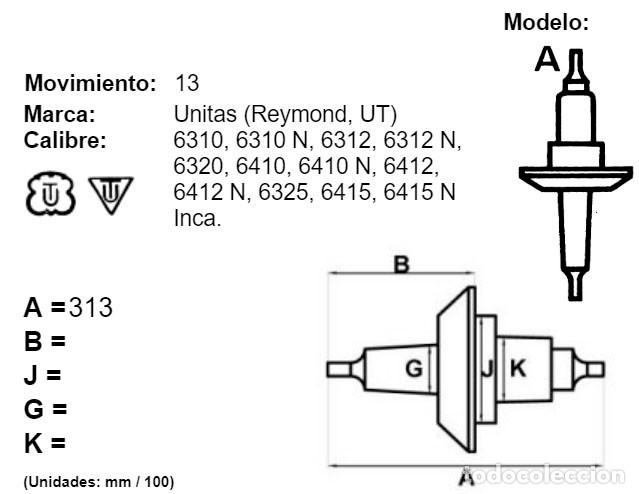 Recambios de relojes: EJE VOLANTE - UNITAS 6325 - Foto 2
