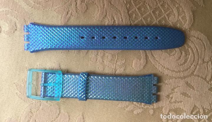 Ersatzteile f&uuml;r Uhren: SWATCH CORREA VINTAGE AZUL BRILLO 18 MM