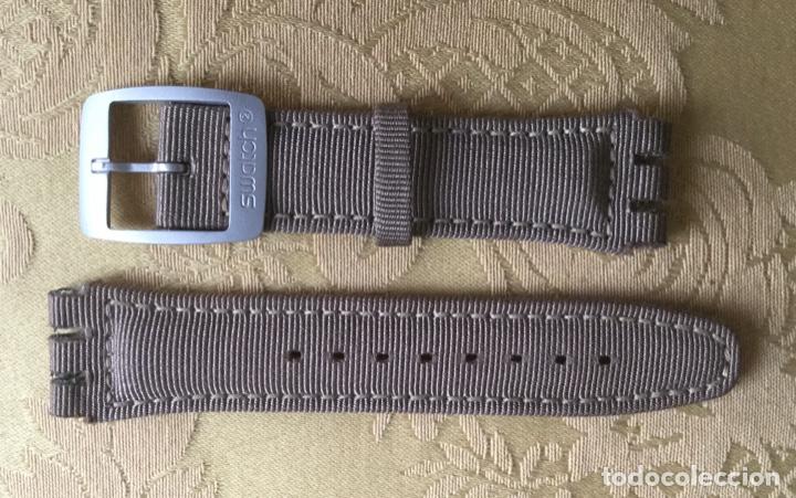 Ersatzteile f&uuml;r Uhren: SWATCH CORREA VINTAGE TELA MARRON CLARO 22MM