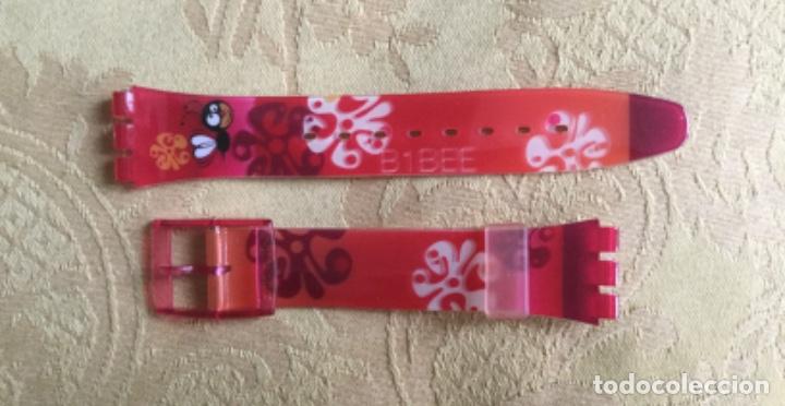 Ersatzteile f&uuml;r Uhren: SWATCH, CORREA VINTAGE ABEJA COLOR ROJO 18 MM