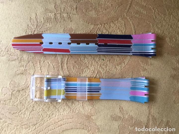 Ersatzteile f&uuml;r Uhren: SWATCH, CORREA VINTAGE A RAYAS DE COLORES 18 MM