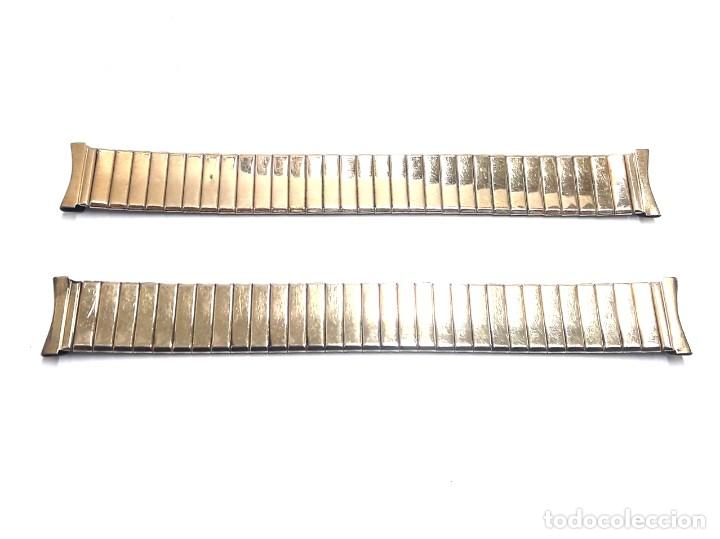 Recambios de relojes: PAREJA DE BRAZALETES EXTENSIBLES PARA RELOJ FIXOFLEX EN PLAQU&Eacute; ORO MUY PLANOS