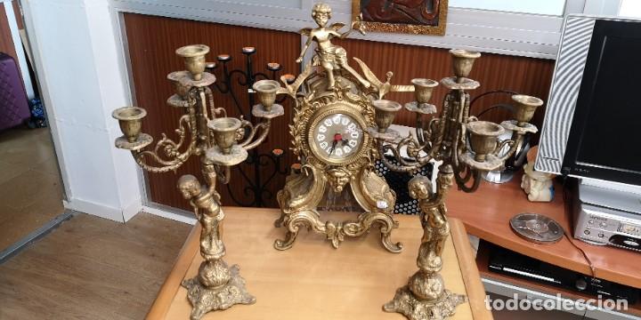 Recambios de relojes: Reloj y candelabros bronce - Foto 3