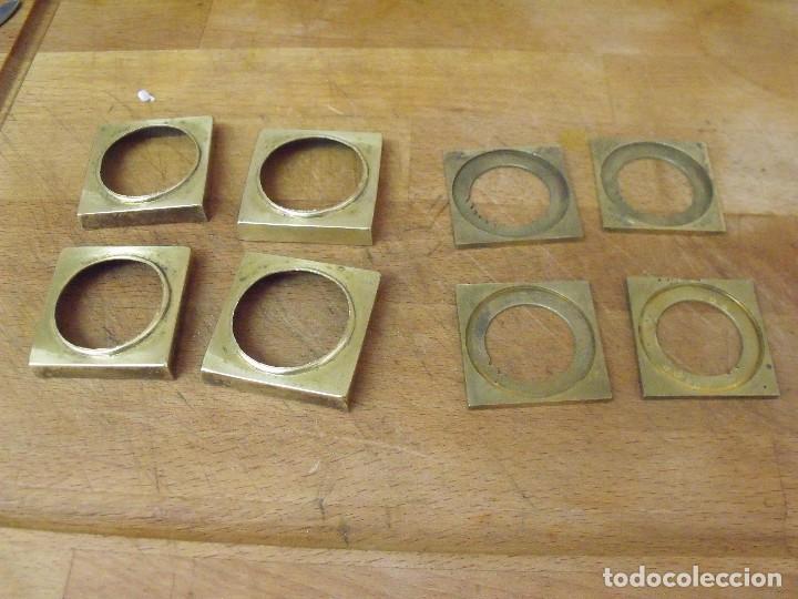 Pe&ccedil;as de reposi&ccedil;&atilde;o de rel&oacute;gios: 8 chapas y bases en laton dorado para columnas de reloj portico-lote 403