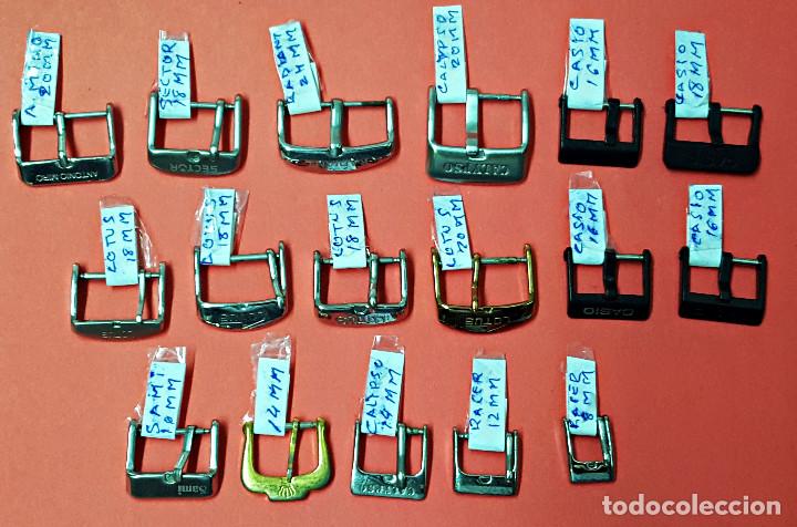 Recambios de relojes: 17 Hebillas de correas, Lotus, Racer,Calipso....