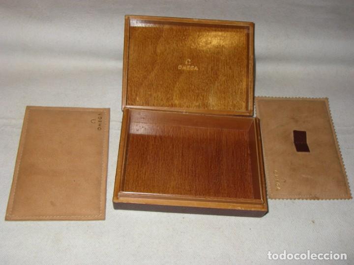 Recambios de relojes: Caja Omega para reloj, 3,5 x 10 x 14 cm. madera y piel