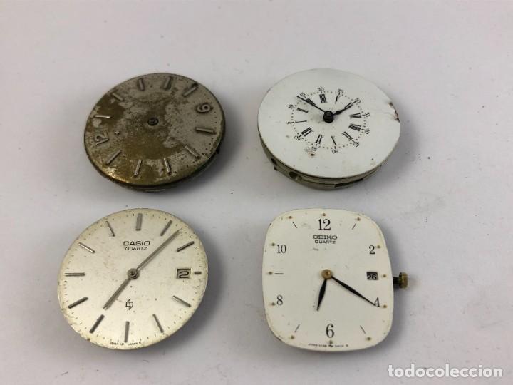 Recambios de relojes: LOTE DE 4 MAQUINARIA DE RELOJ PARA HOMBRE QUARZO Y MECANICO (NO FUNCIONA )