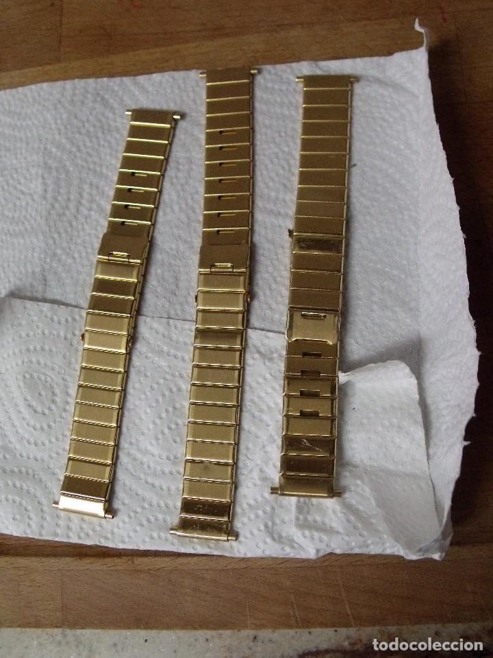 Ersatzteile f&uuml;r Uhren: 3 pulseras de acero doradas a estrenar-lote 456