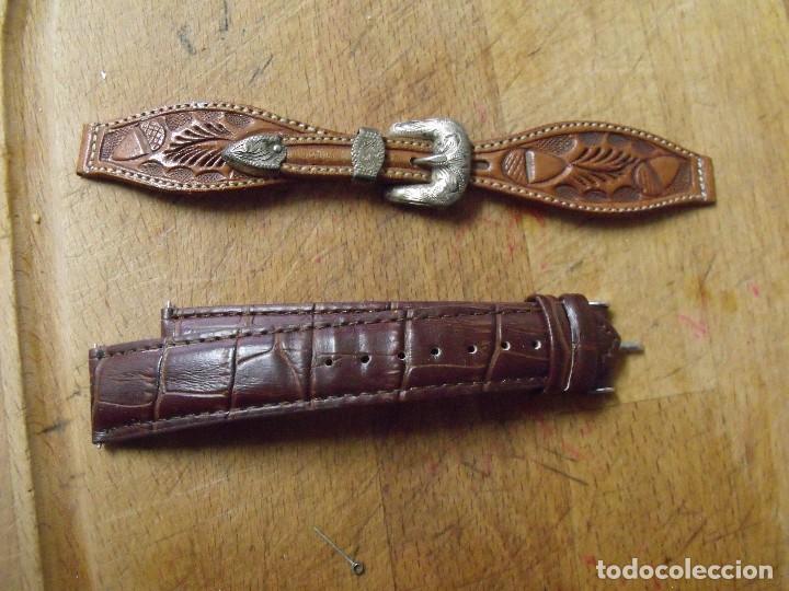 Ersatzteile f&uuml;r Uhren: 2 pulseras en piel para caballero a estrenar-lote 456