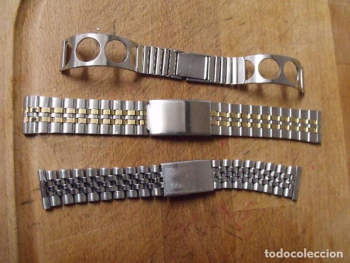Pe&ccedil;as de reposi&ccedil;&atilde;o de rel&oacute;gios: 3 pulseras en acero para reloj de caballero-lote 456