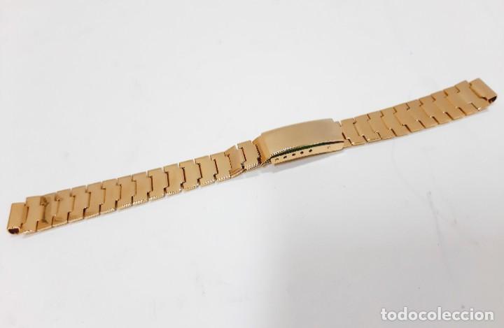 Recambios de relojes: VINTAGE UNUSED 14 MM LADIES GOLD PLATED METAL TWO-PIECE WATCH BAND BRACELET(4.3)
