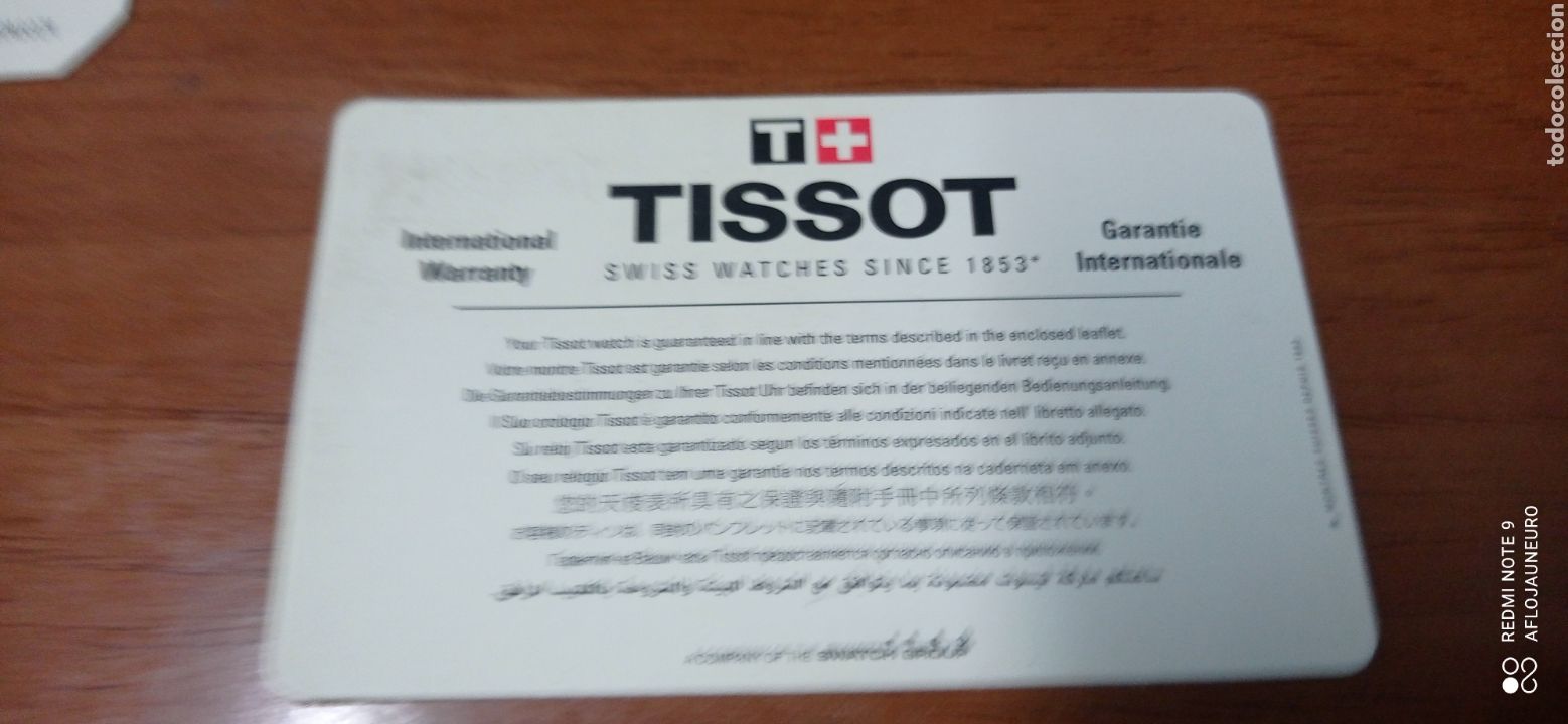 Ersatzteile f&uuml;r Uhren: GARANTIA INTERNACIONAL RELOJ TISSOT