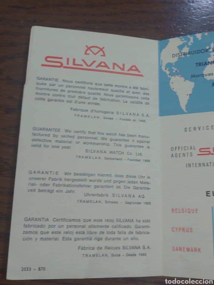 Recambios de relojes: Certificado de garant&iacute;a reloj SILVANA . - Foto 2