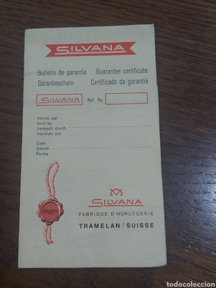 Recambios de relojes: Certificado de garant&iacute;a reloj SILVANA . - Foto 1