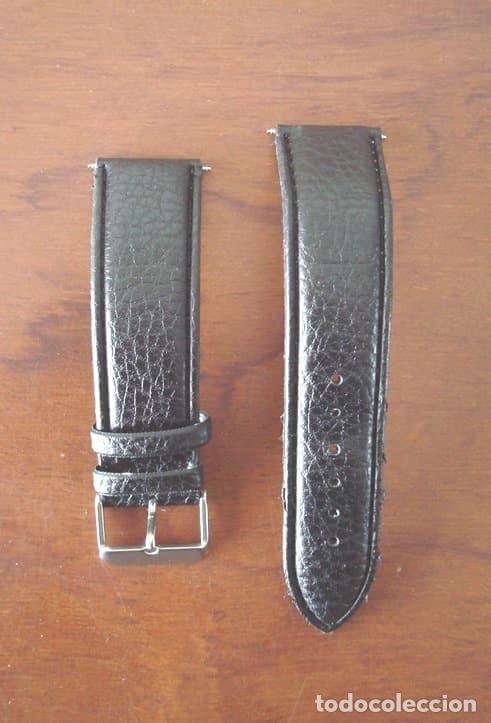 Pi&egrave;ces de rechange de montres et horloges: Correa 22 de cuero negro para reloj de pulsera, sin uso