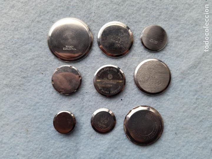 Ricambi di orologi: Lote de 9 Tapas de Acero inoxidable para Relojes de pulsera