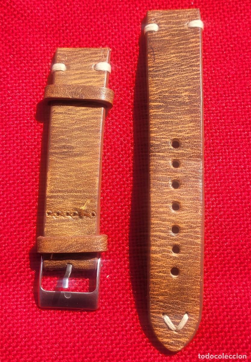 Recambios de relojes: Correa de reloj hecha a mano, cuero, Per&uacute;, 20mm