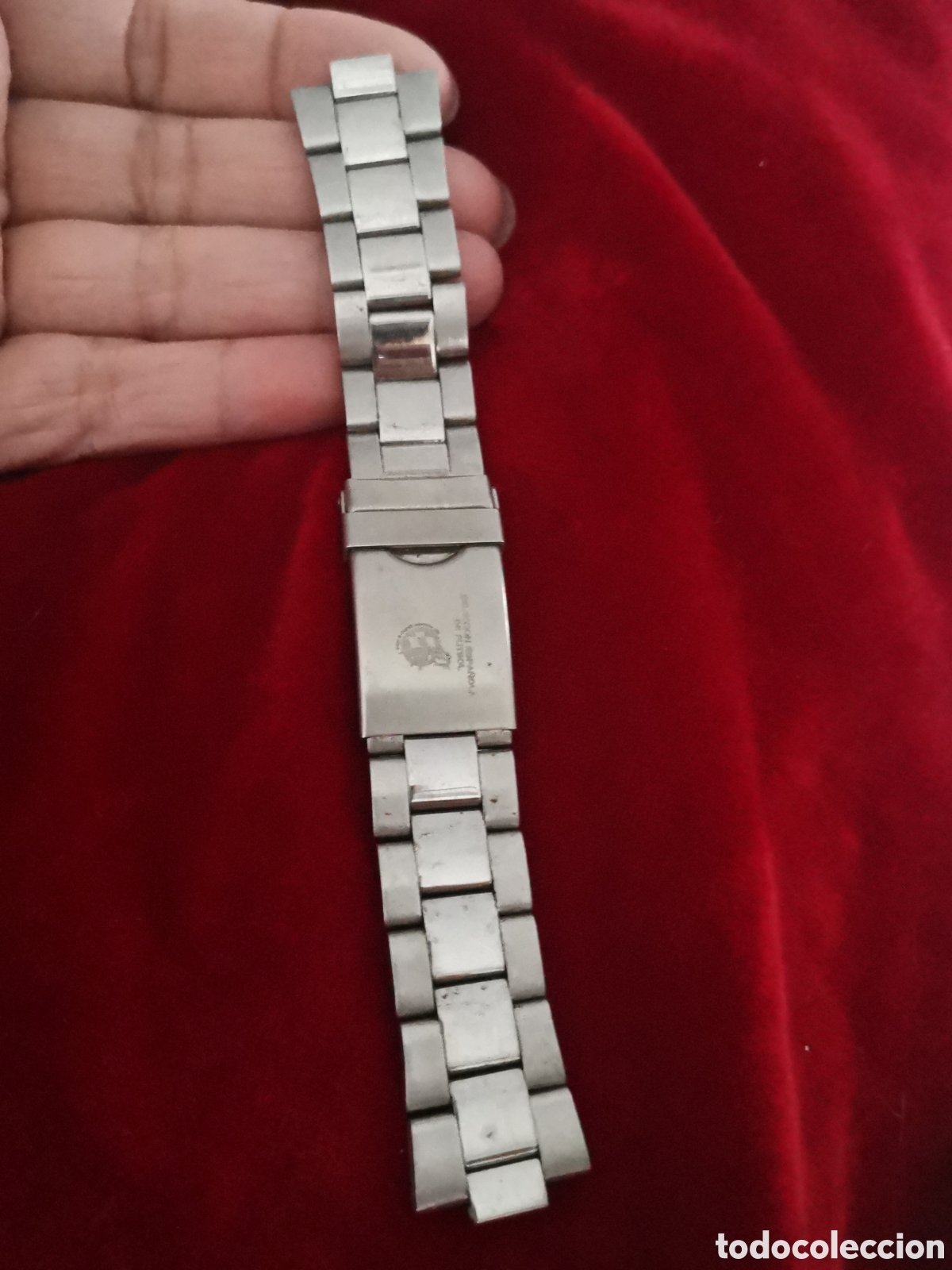 Ersatzteile f&uuml;r Uhren: Pulsera de reloj de caballero vintage en acero. Cierre de seguridad. Muy buena.