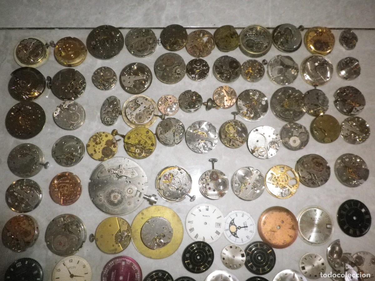 Pi&egrave;ces de rechange de montres et horloges: GRAN LOTE DE 56 MAQUINARIAS DE RELOJ ANTIGUAS Y ESFERAS INTERESANTE LOTE WATCHE