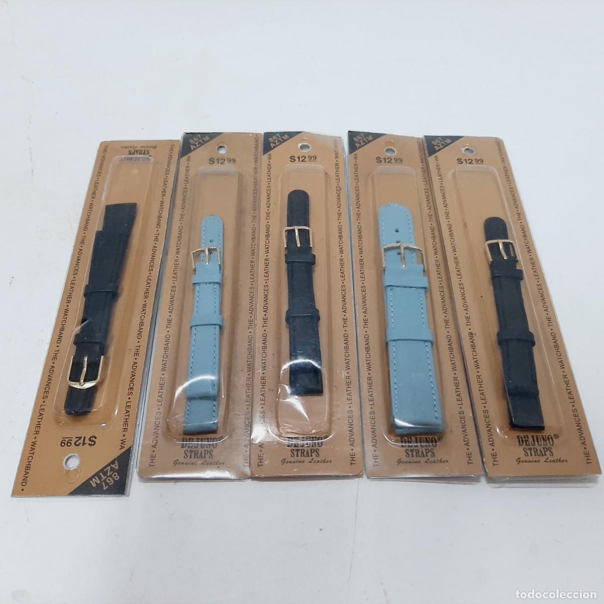 Recambios de relojes: Lote de 5 Correas de Reloj de Cuero Vintage(9.2)