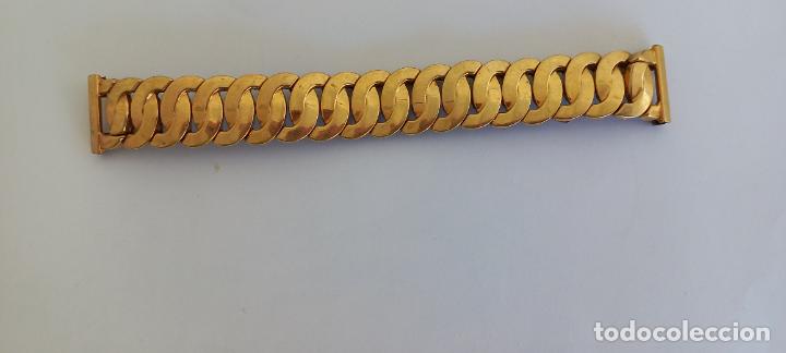 Recambios de relojes: PULSERA O CORREA DORADA EXTENSIBLE DE RELOJ. DEROBERT, GENEVE, ACIERINOX. MADE SWITZERLAND