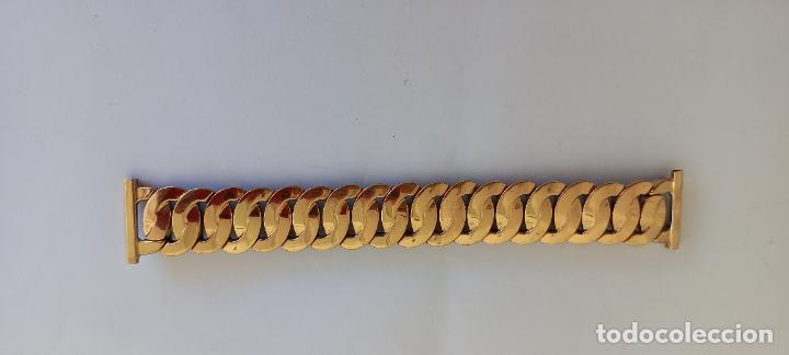 Recambios de relojes: PULSERA O CORREA DORADA EXTENSIBLE DE RELOJ. DEROBERT, GENEVE, ACIERINOX. MADE SWITZERLAND