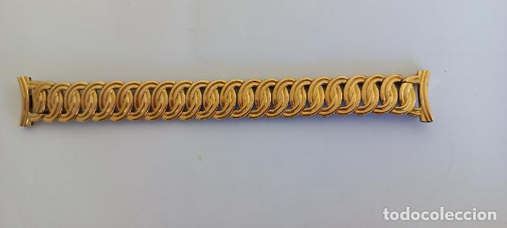 Recambios de relojes: PULSERA O CORREA DORADA EXTENSIBLE DE RELOJ. DEROBERT, GENEVE, ACIERINOX. MADE SWITZERLAND