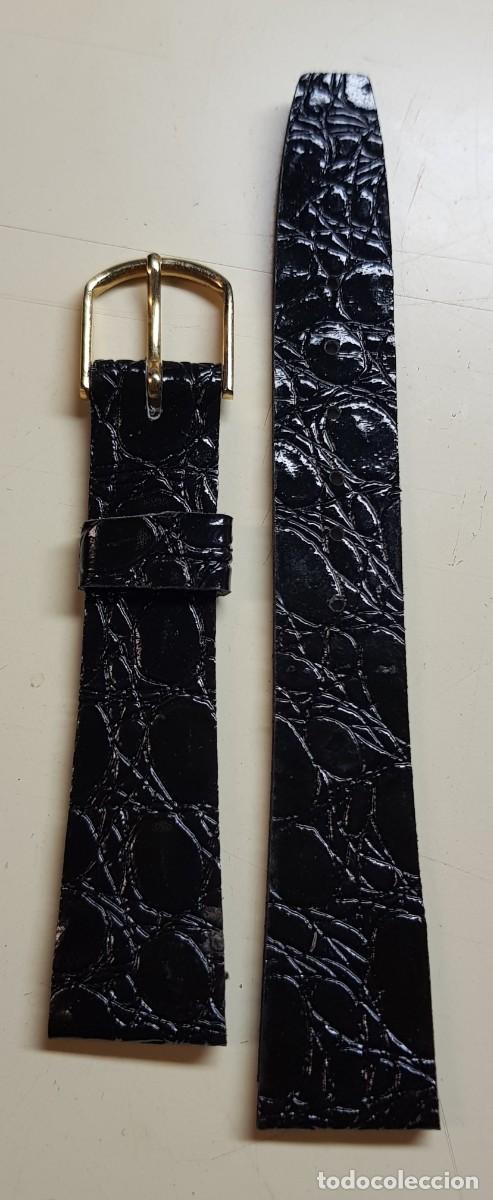 Pi&egrave;ces de rechange de montres et horloges: Correa o pulsera antigua para reloj de 18 mm. Negra (NUEVA)