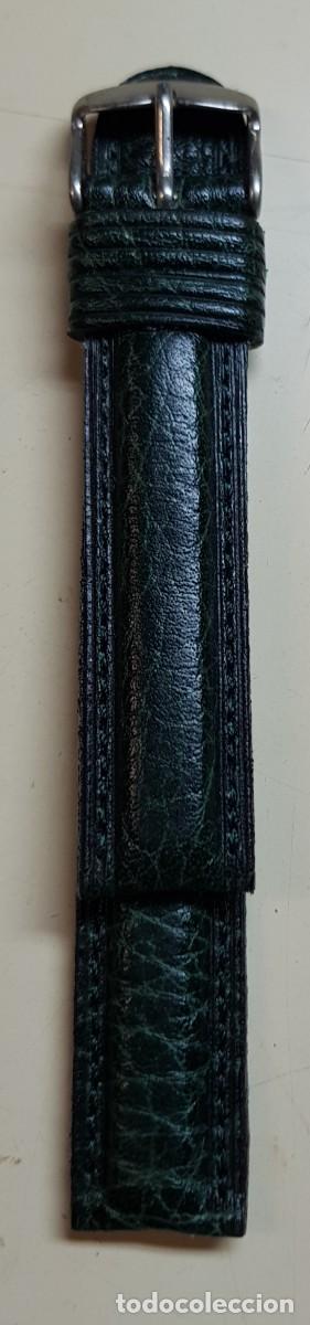 Ersatzteile f&uuml;r Uhren: Correa o pulsera antigua de piel para reloj de 16 mm. Verde (NUEVA)