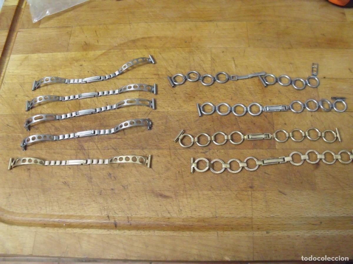Ersatzteile f&uuml;r Uhren: 9 cadenas metalicas antiguas para reloj pulsera mujer-lote 567- en dorado y acero