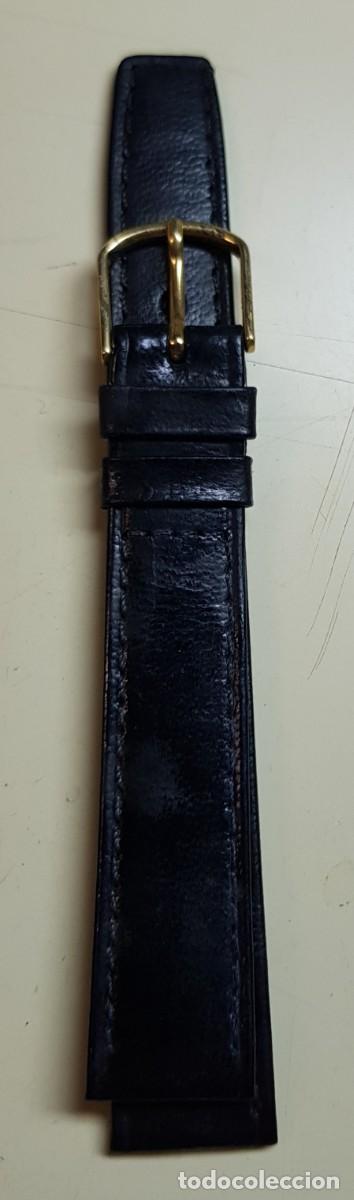 Ersatzteile f&uuml;r Uhren: Correa o pulsera antigua de piel de cabra para reloj de 16 mm. Negra (NUEVA)