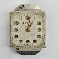 Recambios de relojes: MAQUINARIA RELOJ TITAN-CALIBRE UT 521-SWISS-15 RUBIS-ESFERA CUADRADA-AGUJAS-19 X 12,50 MM-AÑOS 50