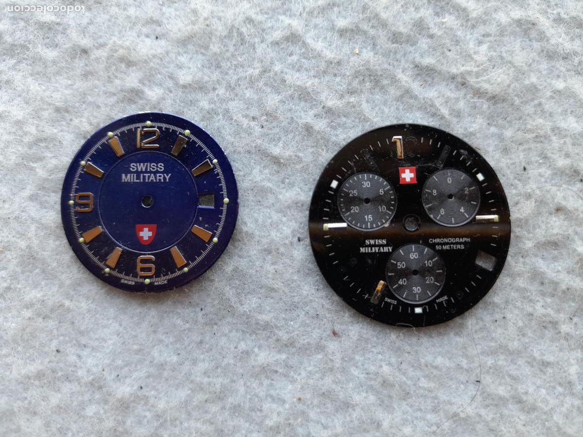 Recambios de relojes: Swiss Military. Lote de 2 Esferas para Relojes de Caballero.