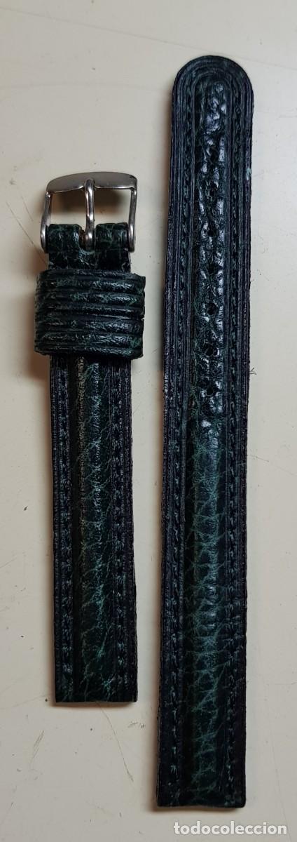 Spare Parts for Watches: Correa o pulsera para reloj de piel de 12 mm. Verde (NUEVA)