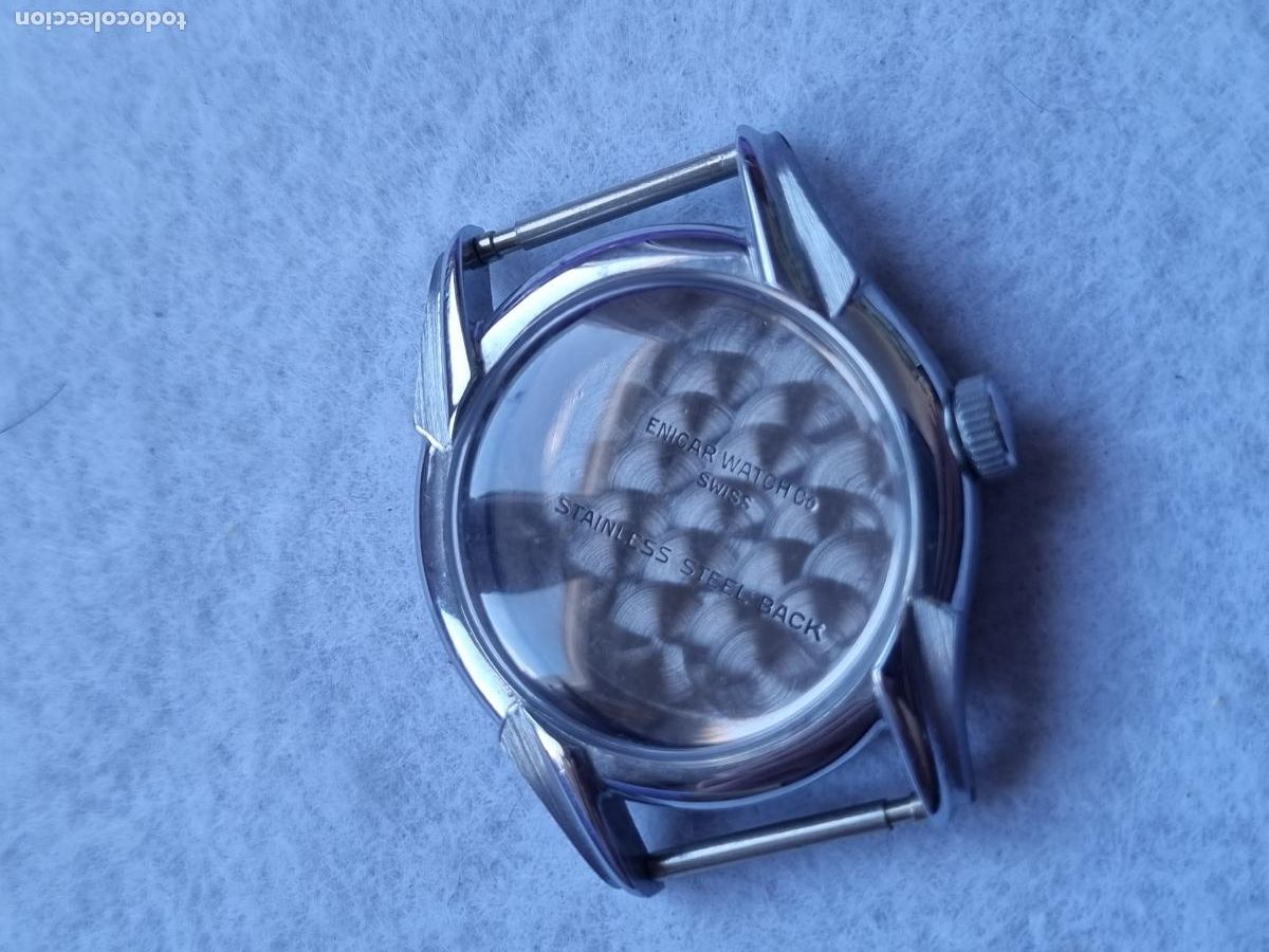 Pe&ccedil;as de reposi&ccedil;&atilde;o de rel&oacute;gios: CAJA ENICAR 32MM PARA RELOJ MECANICO CON PLEXI Y CORONA F9