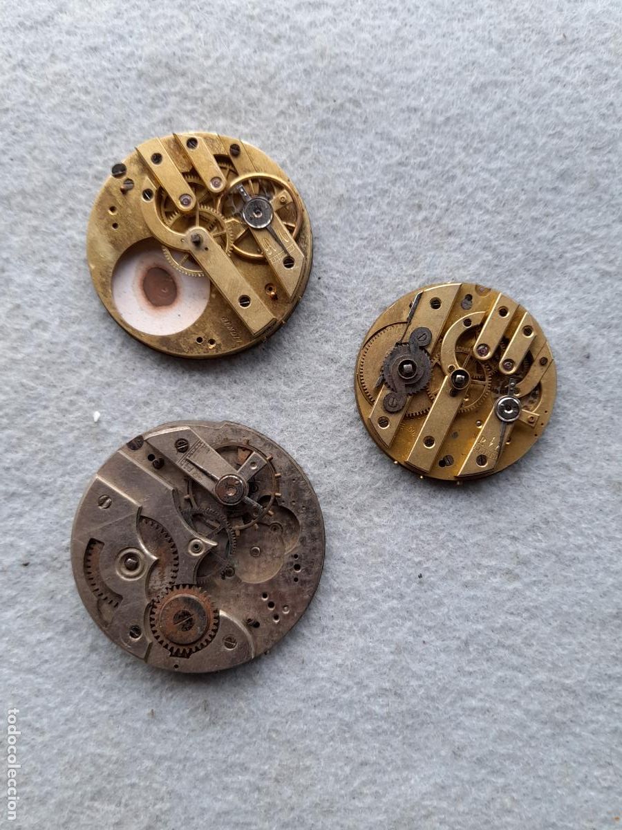 Ersatzteile f&uuml;r Uhren: Lote de 3 Despieces de M&aacute;quinas para Relojes de Bolsillo antiguo.