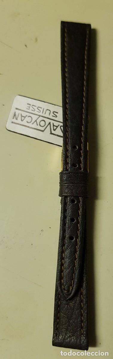 Pe&ccedil;as de reposi&ccedil;&atilde;o de rel&oacute;gios: Correa o pulsera de cuero legitimo Marr&oacute;n de 12 mm. (NUEVA)