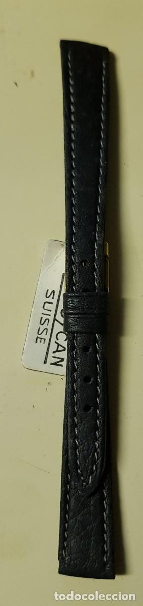 Pe&ccedil;as de reposi&ccedil;&atilde;o de rel&oacute;gios: Correa o pulsera de cuero legitimo Negra de 12 mm. (NUEVA)