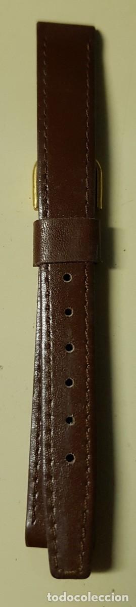 Pe&ccedil;as de reposi&ccedil;&atilde;o de rel&oacute;gios: Correa o pulsera de cuero legitimo Marr&oacute;n de 12 mm. (NUEVA)