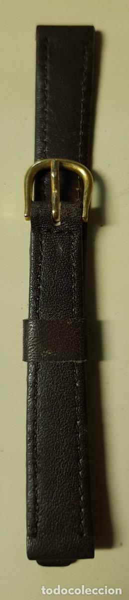 Pe&ccedil;as de reposi&ccedil;&atilde;o de rel&oacute;gios: Correa o pulsera de cuero legitimo Marr&oacute;n de 12 mm. (NUEVA)