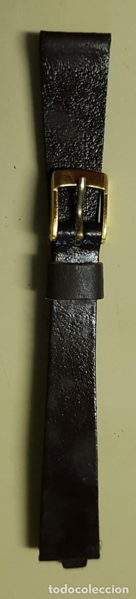 Pe&ccedil;as de reposi&ccedil;&atilde;o de rel&oacute;gios: Correa o pulsera de cuero legitimo Marr&oacute;n de 12 mm. (NUEVA)