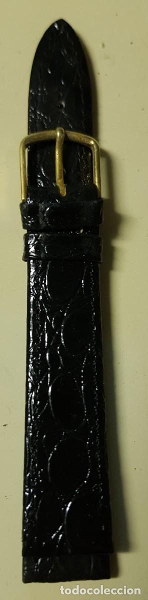 Pe&ccedil;as de reposi&ccedil;&atilde;o de rel&oacute;gios: Correa o pulsera de Cuero Negra de 16 mm. (NUEVA)