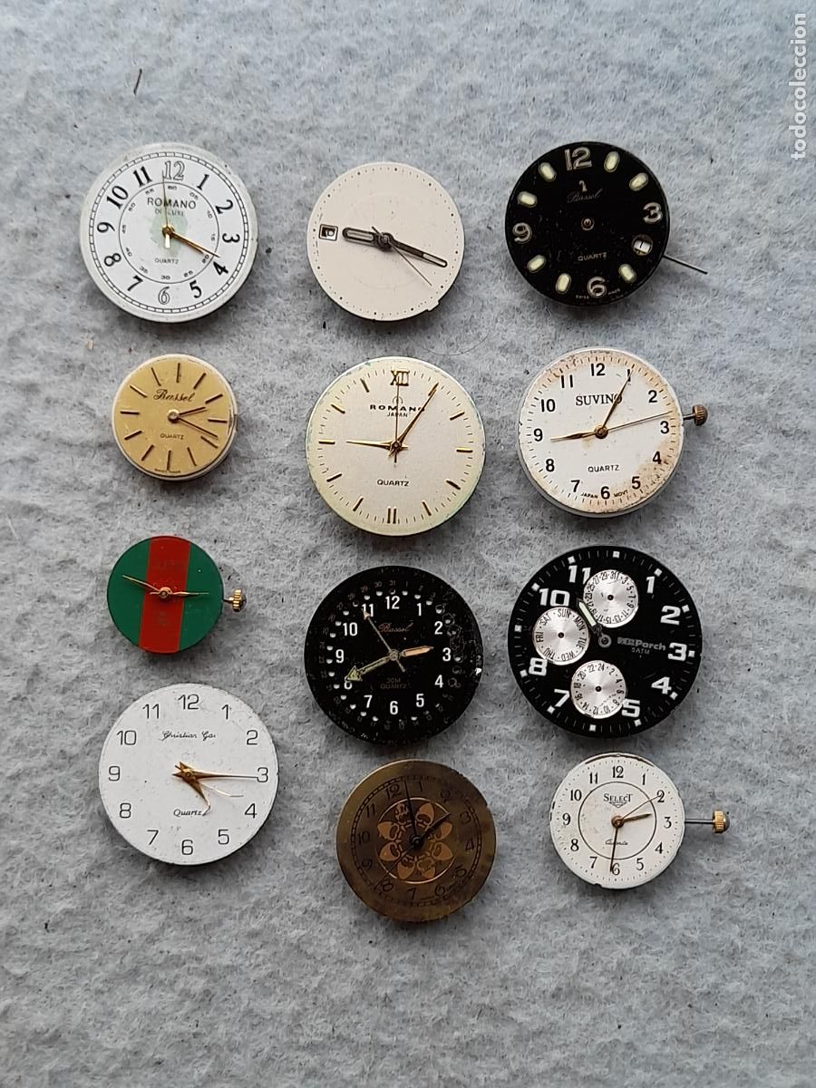 Ersatzteile f&uuml;r Uhren: Lote de 12 M&oacute;dulos de Cuarzo + Esferas para Relojes de Pulsera.