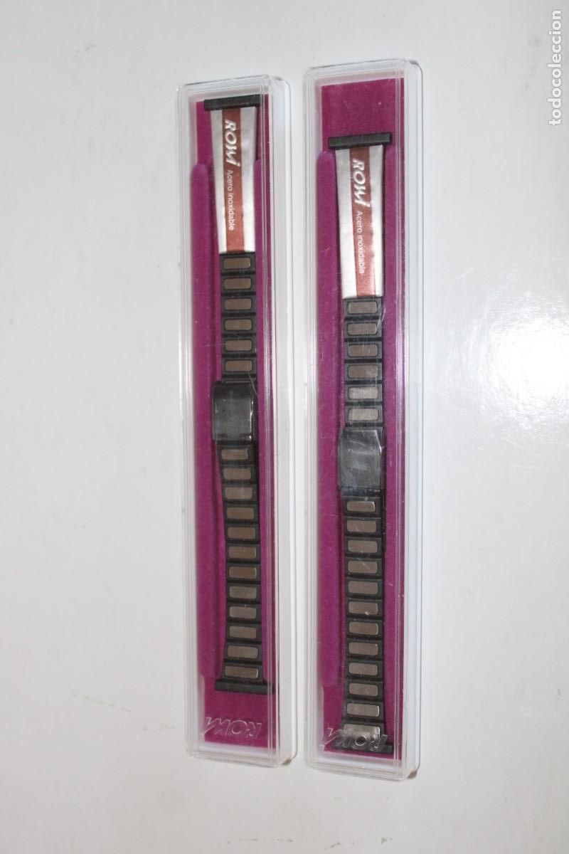 Pi&egrave;ces de rechange de montres et horloges: 2 CORREAS ROWI ACERO INOXIDABLE NEGRO, MADE IN W.-GERMANY PARA RELOJ DE PULSERA