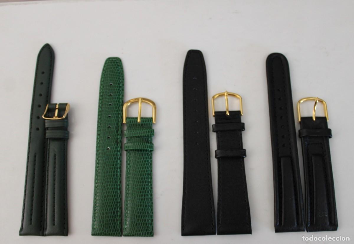 Pi&egrave;ces de rechange de montres et horloges: LOTE DE 4 CORREAS DE GENUINE LEATHER Y PIEL LEG&Iacute;TIMA ANTIALERGICO PARA RELOJES DE PULSERA.